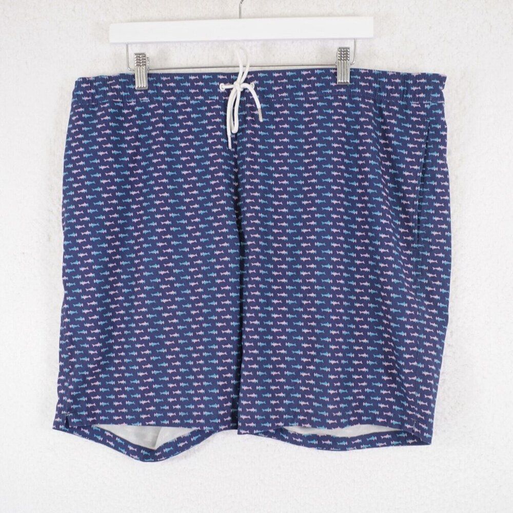 Bonobos Shark‎ Fish Blue Lined Swim Trunks Large 38/9 Mid Rise